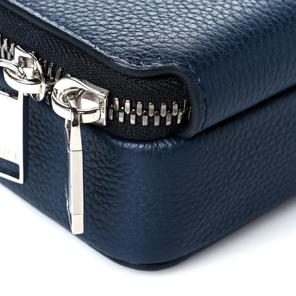 Christian Dior X SHAWN STUSSY Grained Calfskin Ox Head Crossbody Double Zip Crossbody Pouch Navy Blue 11 of 13