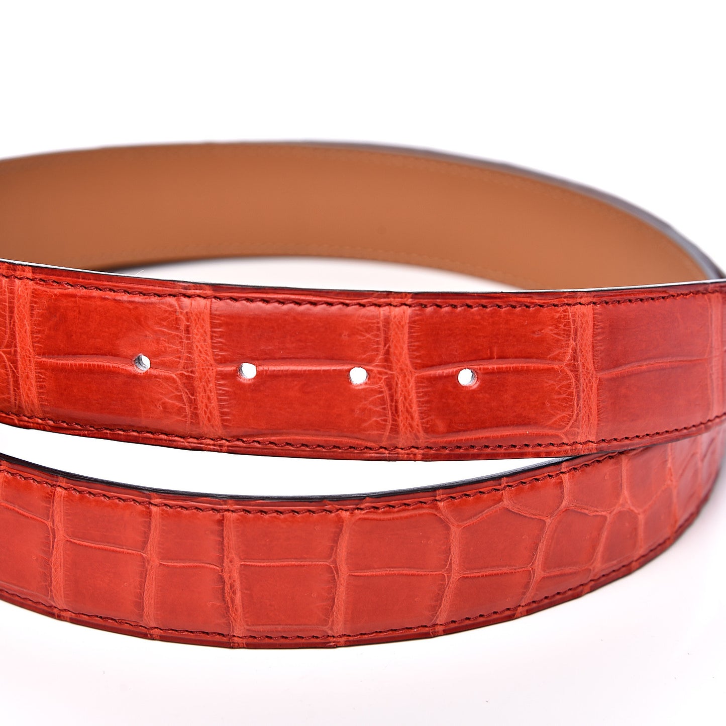 Shiny Porosus Crocodile 32mm Belt Strap 100 Geranium