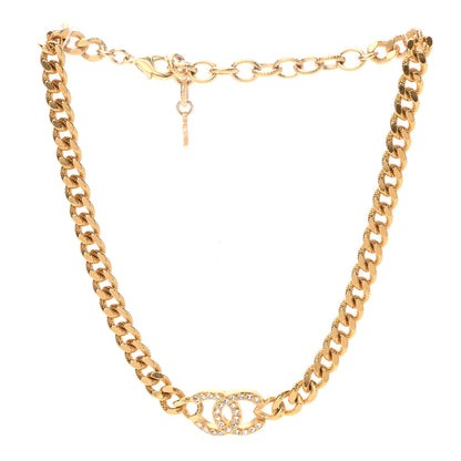 Chanel Crystal Chain Link CC Choker Necklace Gold 3 of 6