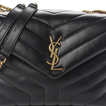 Saint Laurent Calfskin Y Quilted Monogram Small Loulou Chain Satchel Black 6 of 8