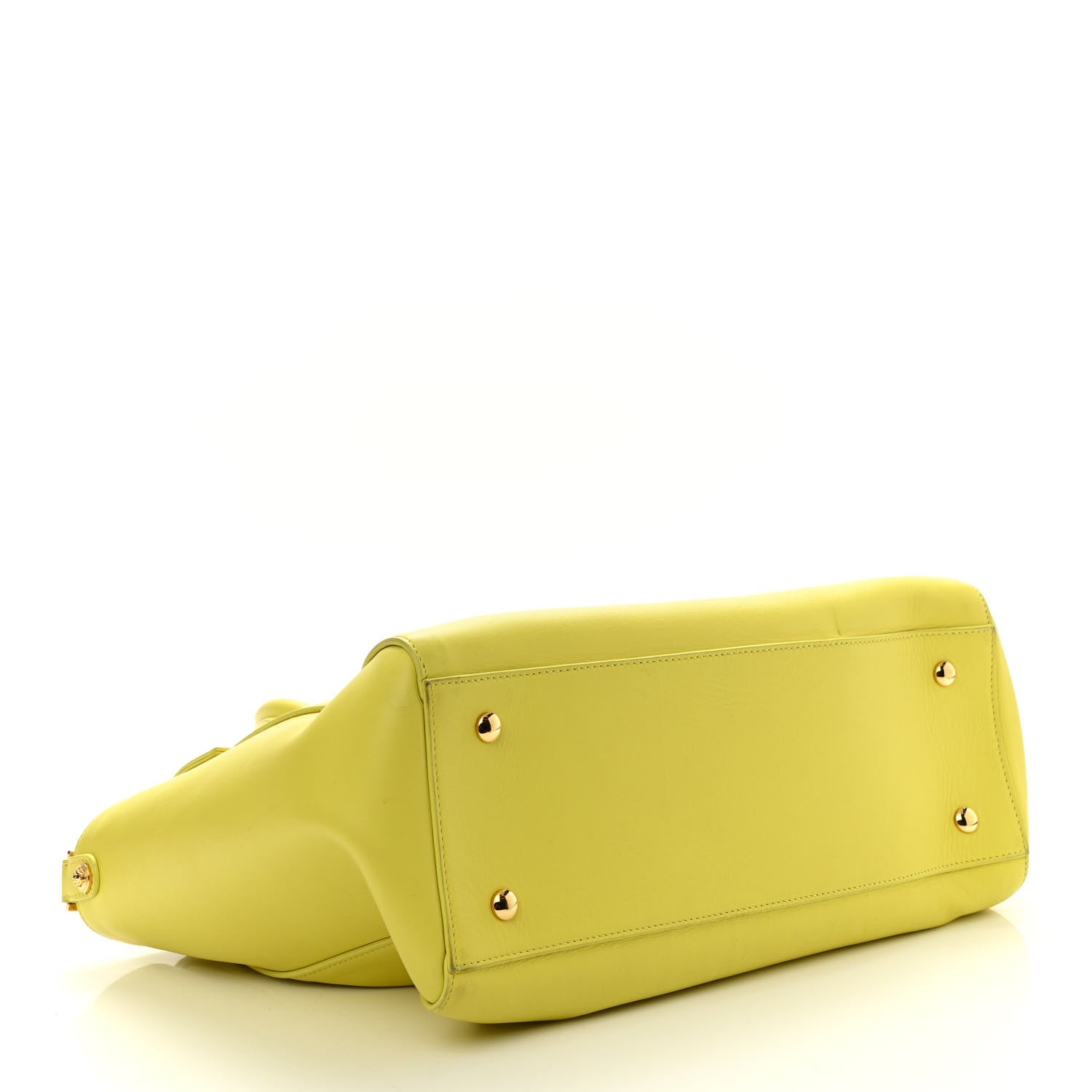 Versace Vitello Calfskin Large Signature Tote Yellow 4 of 12