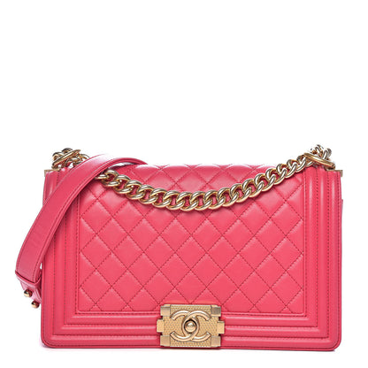 Chanel Lambskin Quilted Medium Boy Flap Dark Pink 1 of 13