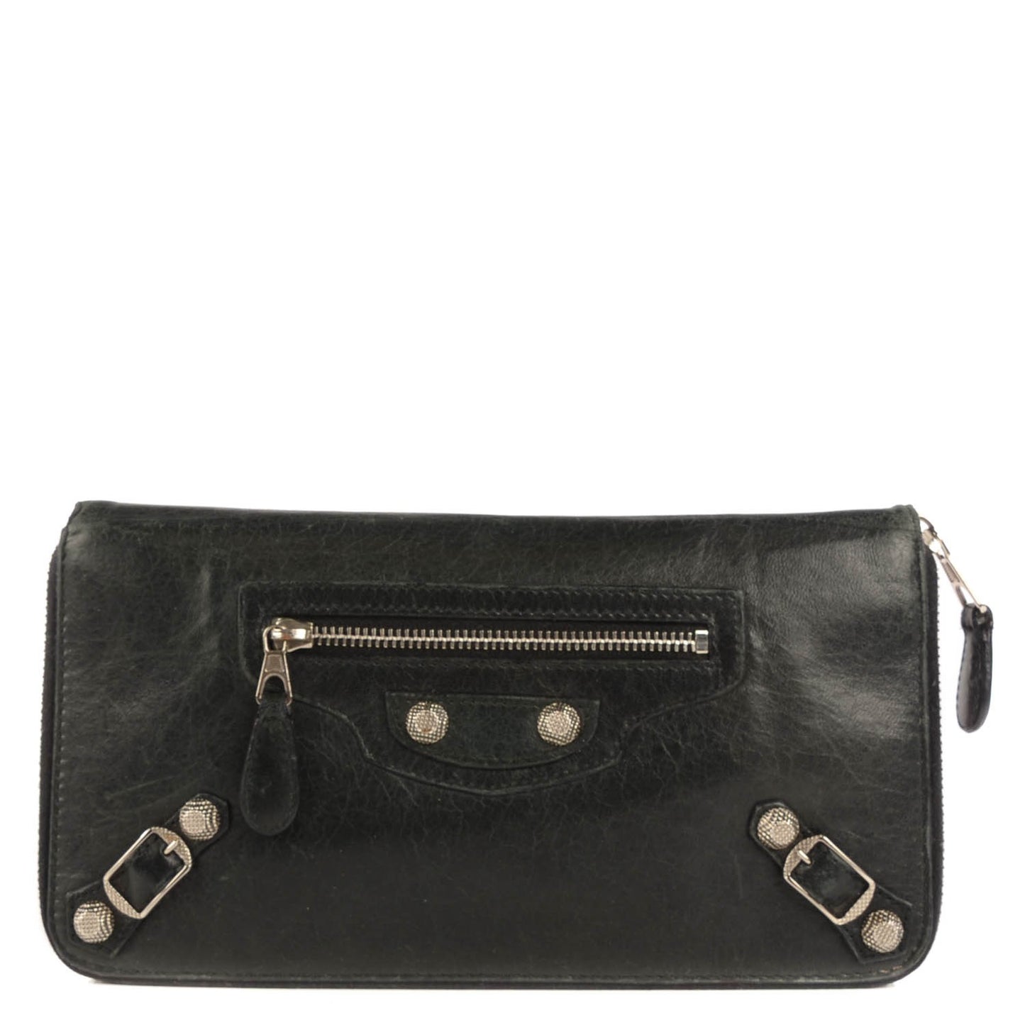 Agneau Giant 12 Silver Hardware Compagnon Wallet Black