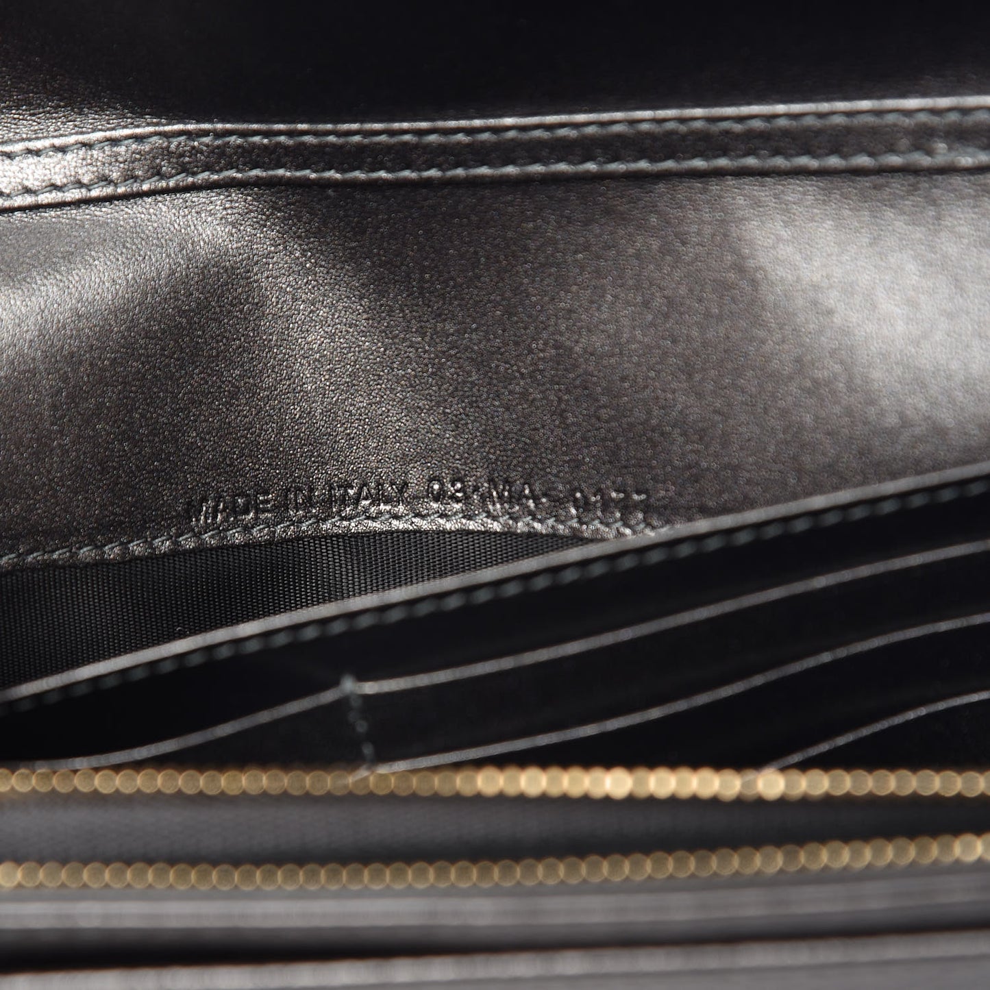 Metallic Grained Calfskin Diorama Croisiere Chain Wallet Gunmetal Grey