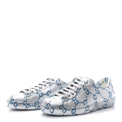 Gucci Miro Rubber Wax GucciGhost Print Mens New Ace Sneakers 7.5 Silver 2 of 8