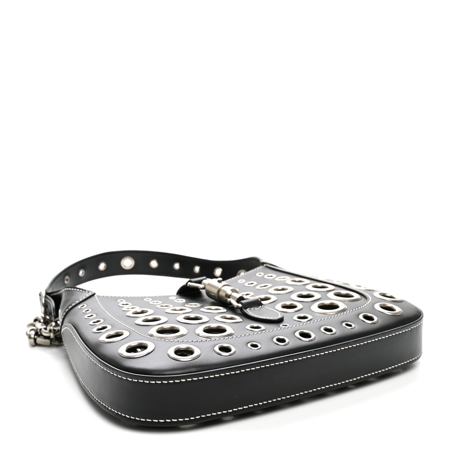 Gucci Calfskin Ha Ha Ha Jackie 1961 Eyelet Hobo Black 4 of 9