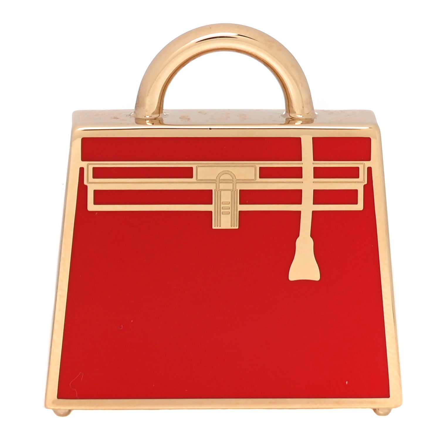 Hermes Lacquered Kelly Curiosite Charm Rouge H 1 of 6