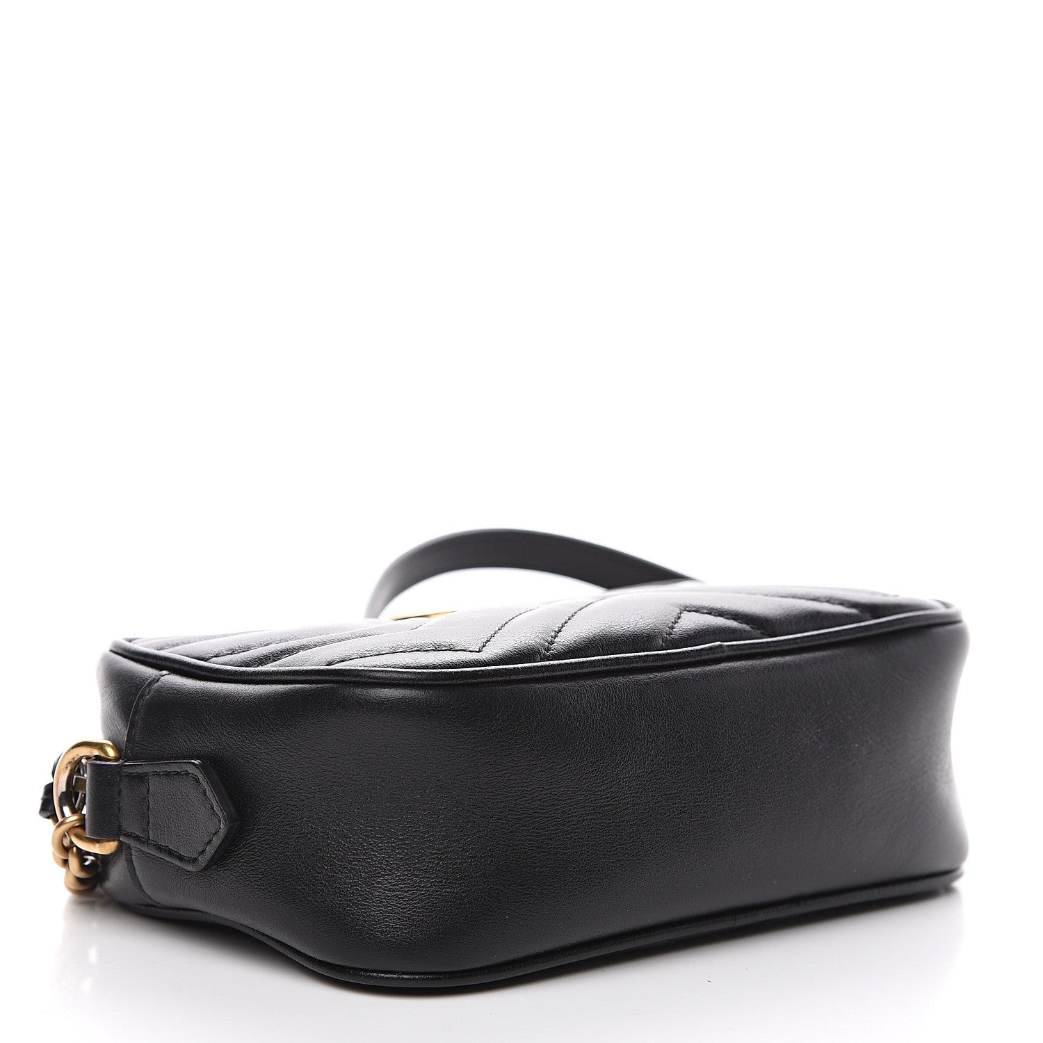 Gucci Calfskin Matelasse Mini GG Marmont Chain Shoulder Bag Black 3 of 12