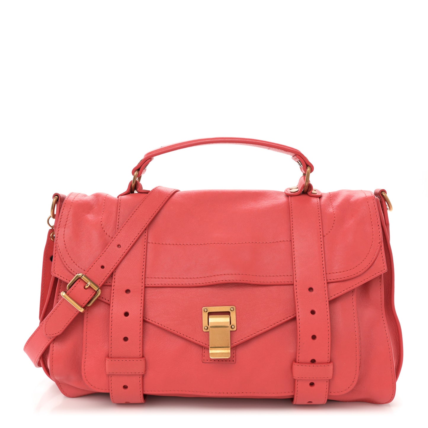 Lambskin Medium PS1 Satchel Deep Coral