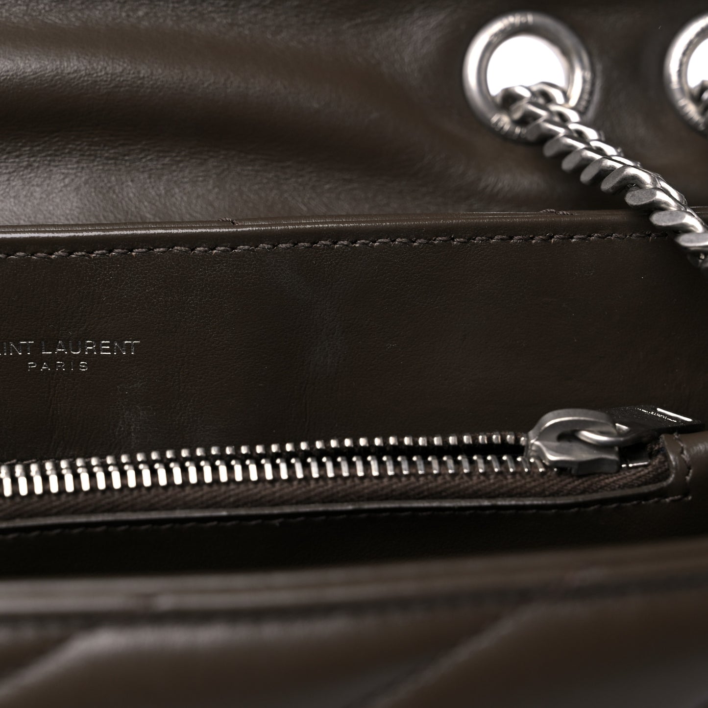 Calfskin Y Quilted Monogram Medium Loulou Chain Satchel Asphalt