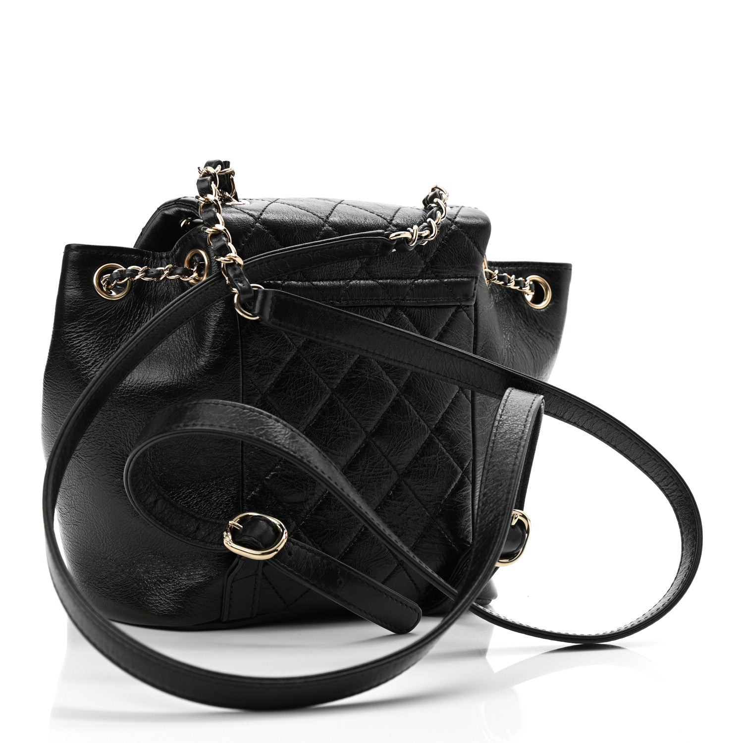 Chanel Glazed Aged Calfskin Quilted Small Duma Drawstring Backpack Black 3 of 10