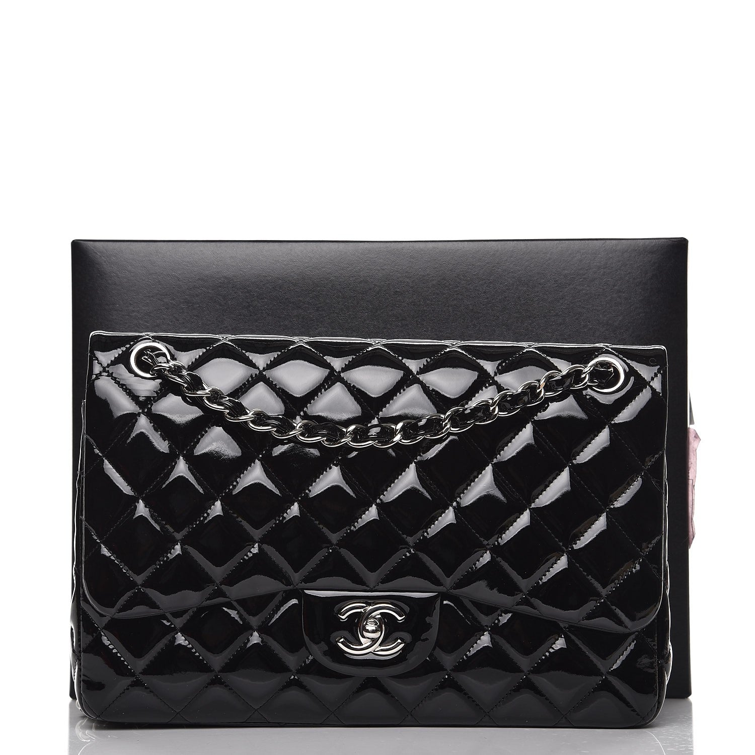 Chanel Patent Quilted Jumbo Double Flap Black 9 of 14