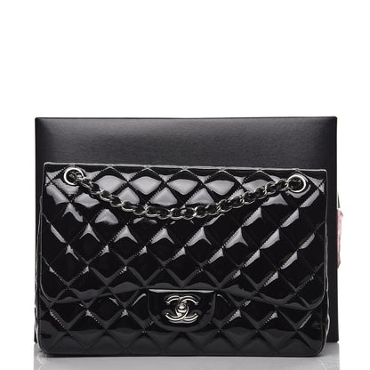 Chanel Patent Quilted Jumbo Double Flap Black 9 of 14