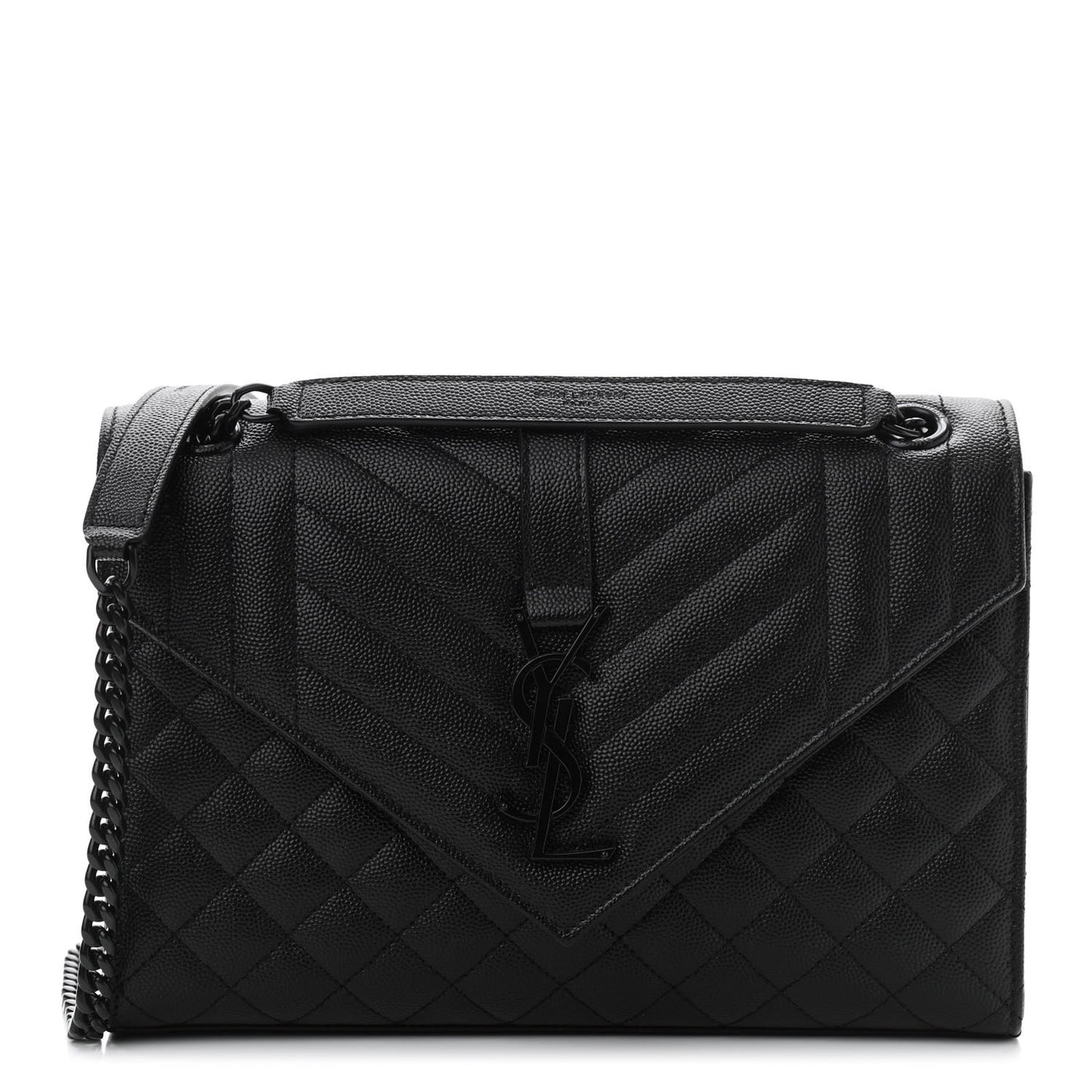 Grain De Poudre Textured Mixed Matelasse Triquilt Medium Monogram Satchel Black