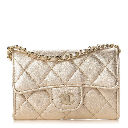 Chanel Metallic Lambskin Quilted Flap Chain Waist Bag Gold 1 of 12