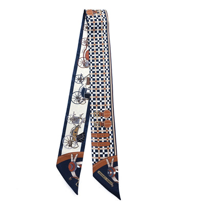 Hermes Silk Les Voitures Nouvelle Twilly Marine Caramel Black 2 of 4