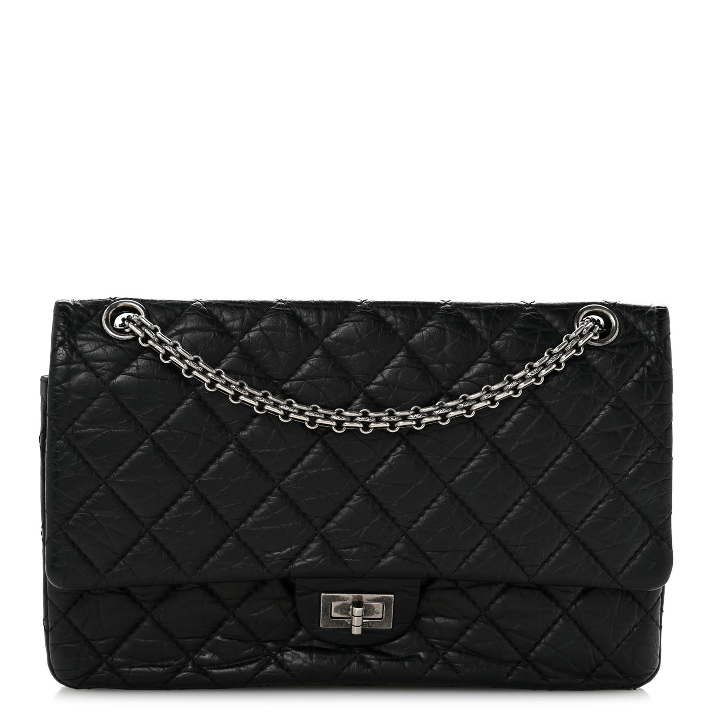 Aged Calfskin Quilted 2.55 Reissue 226 Flap Black