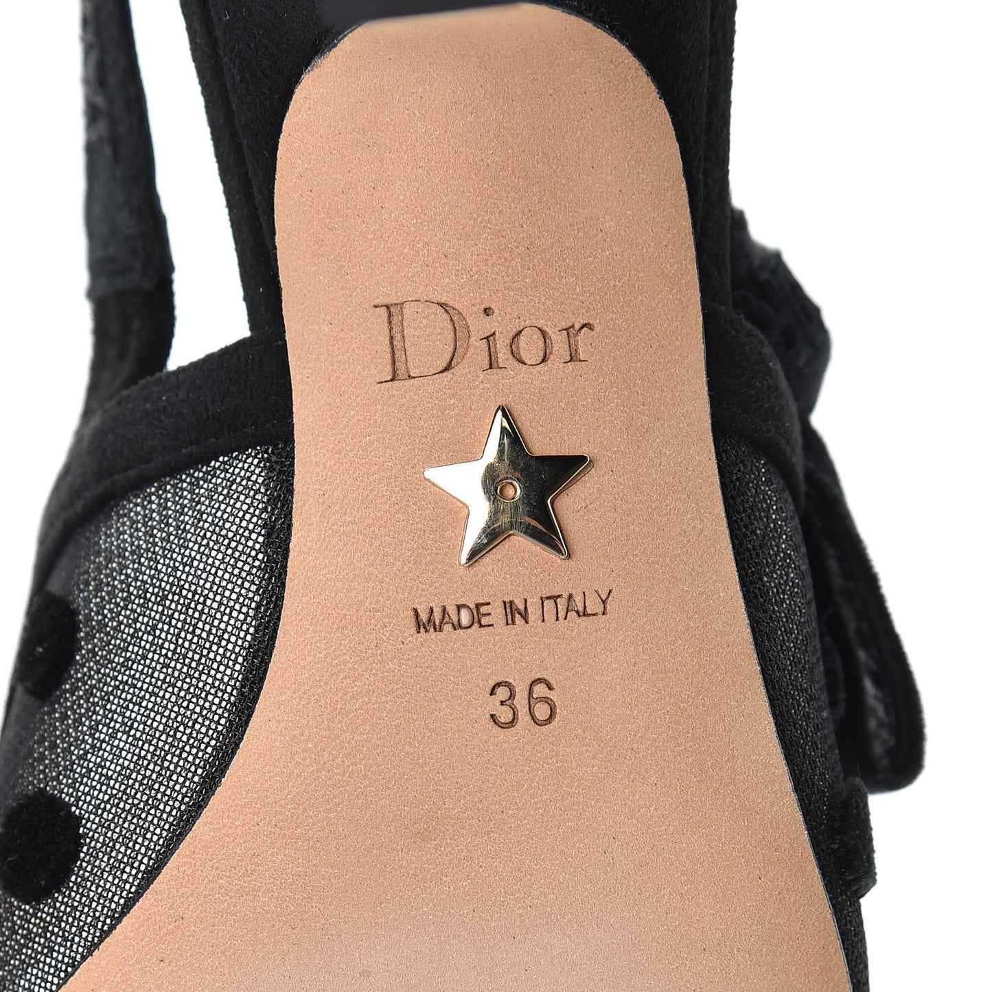 Suede Calfskin Grosgrain Dotted Sling-Back Ballet Pumps 36 Black