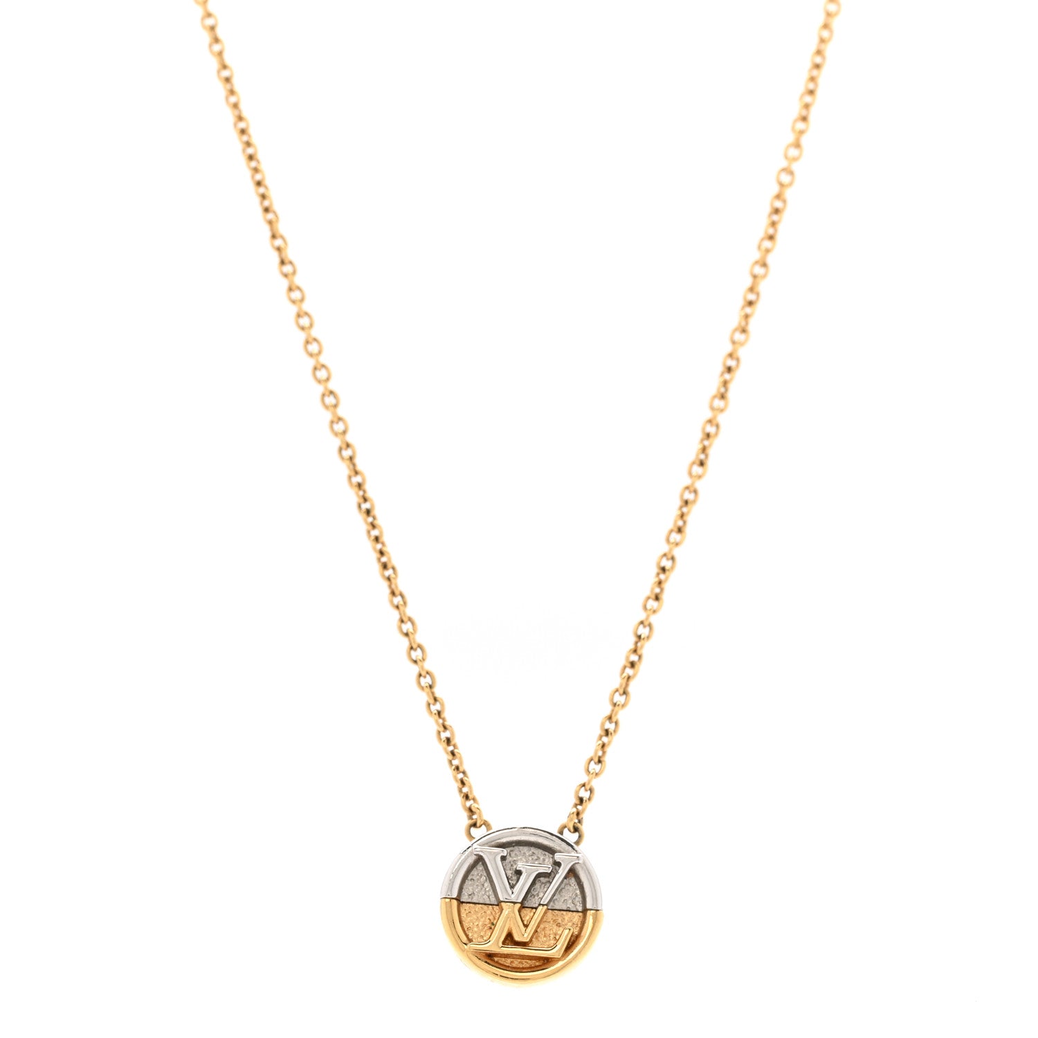 Louis Vuitton Metal L to V Necklace Gold Silver 1 of 7