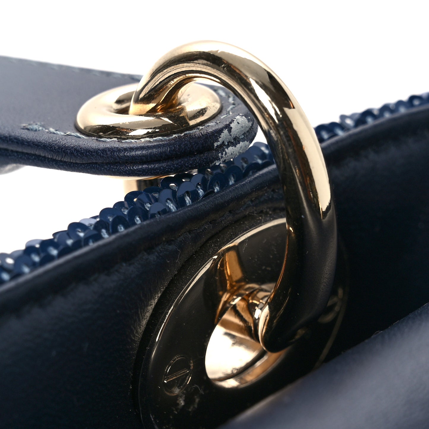 Calfskin Sequin Gradient Stitched Small Lady Dior Blue