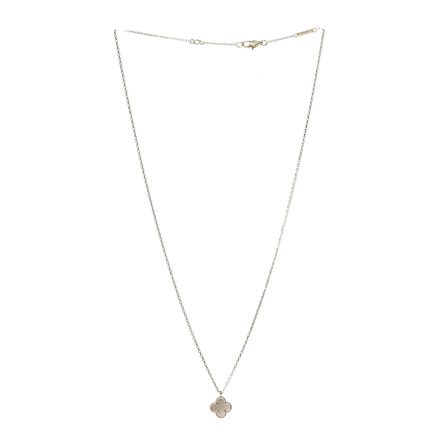 Van Cleef & Arpels 18K Yellow Gold Mother of Pearl Sweet Alhambra Pendant Necklace 3 of 6