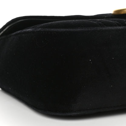Gucci Velvet Matelasse Small GG Marmont Shoulder Bag Black 9 of 10