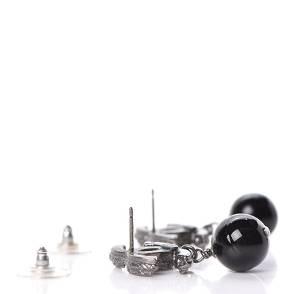 Chanel Ruthenium Bead CC Drop Earrings Black 3 of 4