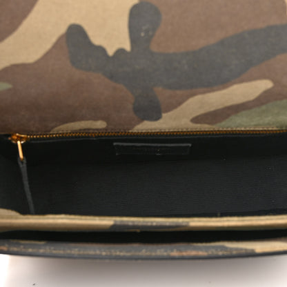 Saint Laurent Suede Monogram University Camouflage Shoulder Bag Green 5 of 11