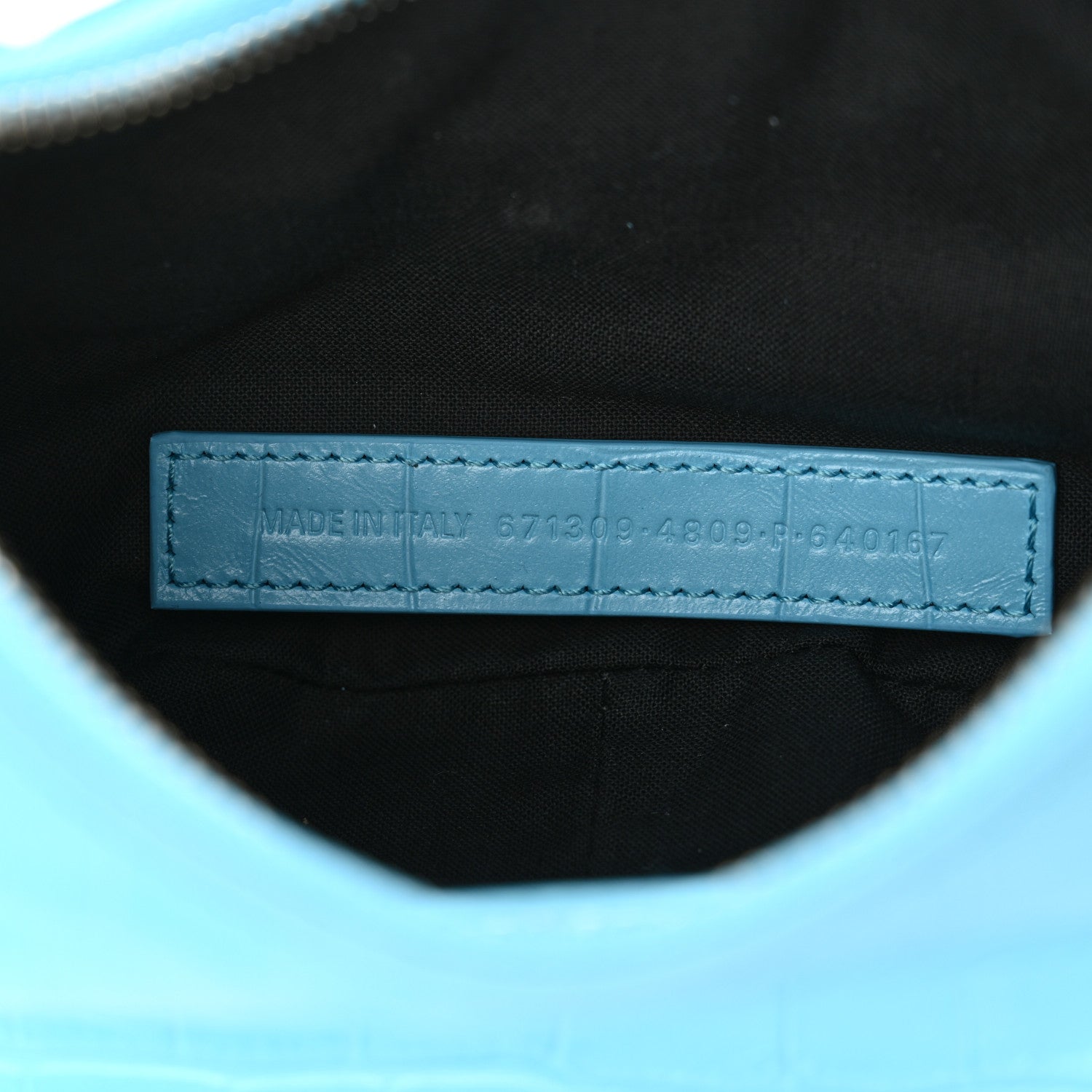 Balenciaga Extra Supple Calfskin Crocodile Embossed Le Cagole Shoulder Bag XS Sky Blue 8 of 11