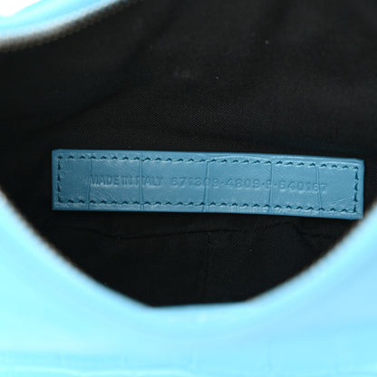 Balenciaga Extra Supple Calfskin Crocodile Embossed Le Cagole Shoulder Bag XS Sky Blue 8 of 11