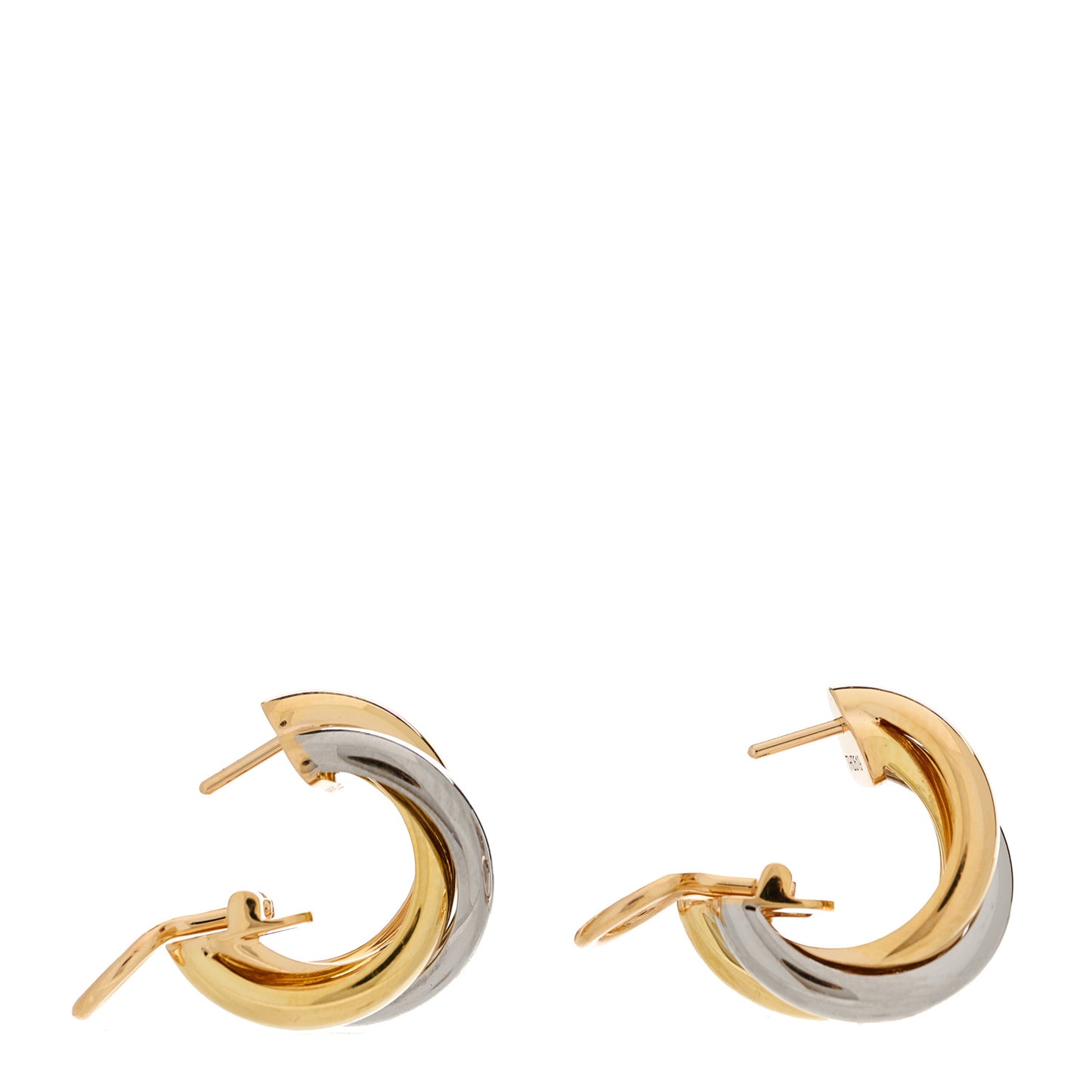 18K Pink Yellow White Gold Classic Trinity Hoop Earrings