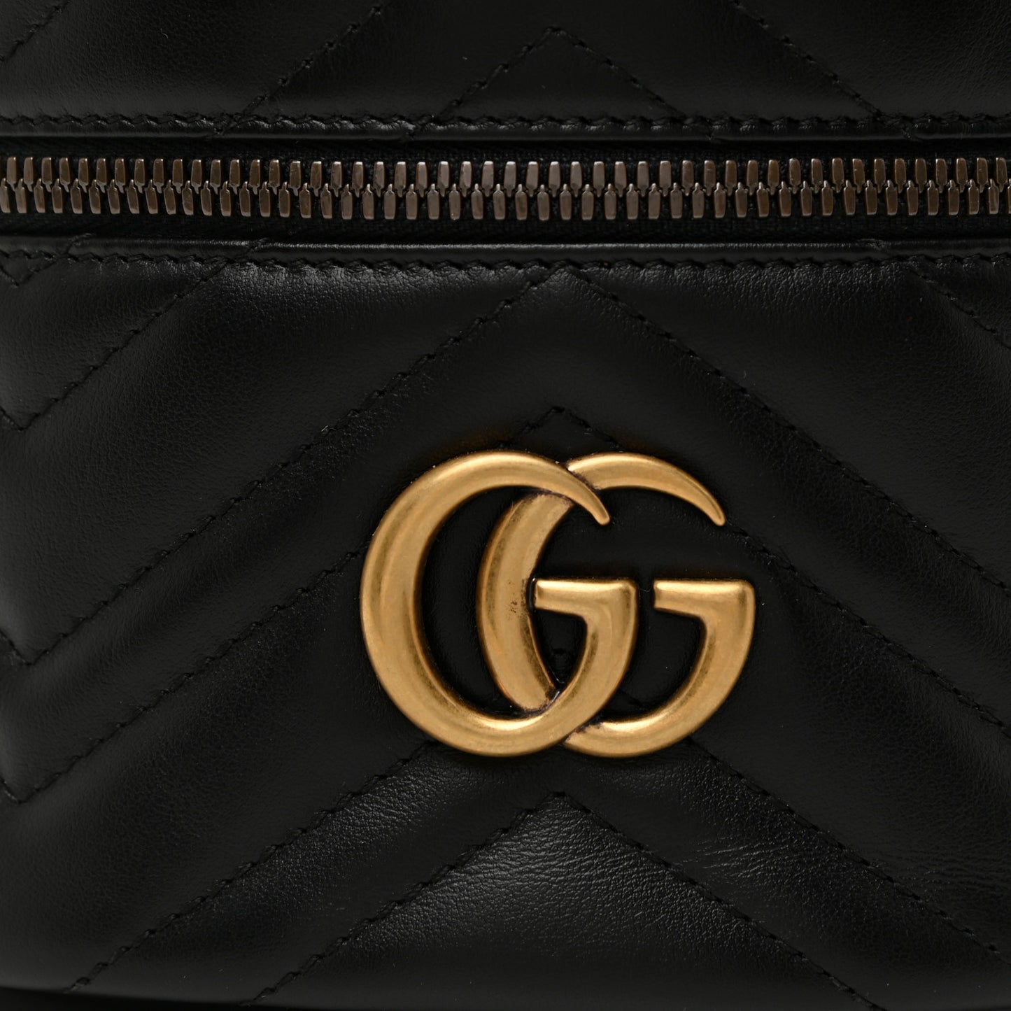 Calfskin Matelasse Mini GG Marmont Round Backpack Black
