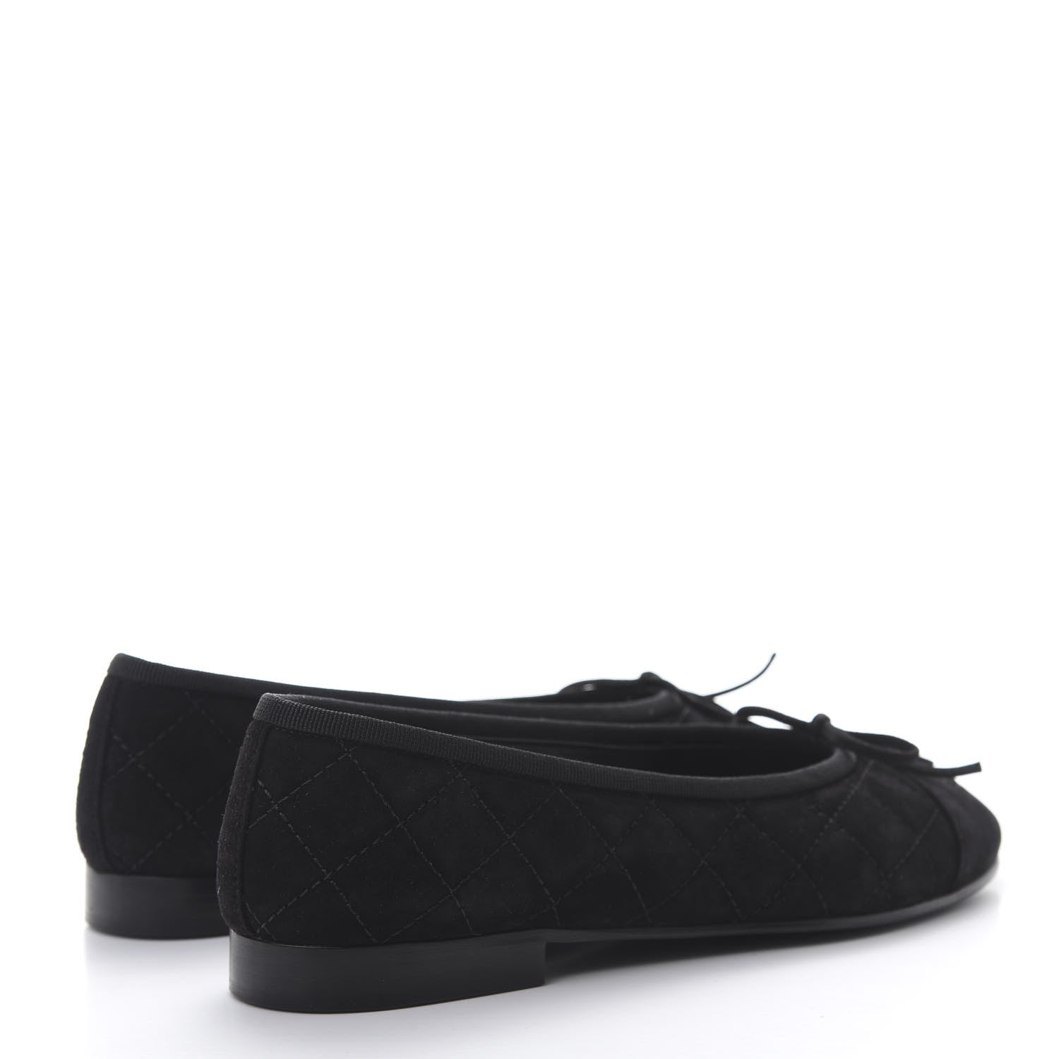 Chanel Suede Calfskin Quilted Cap Toe CC Ballerina Flats 36 Black 4 of 9