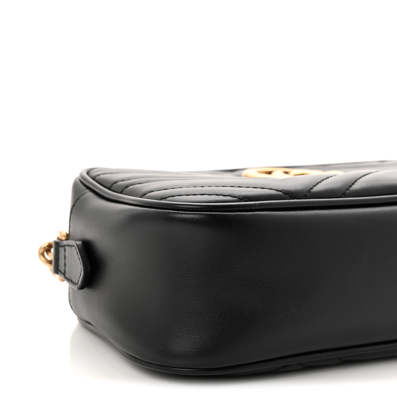 Gucci Calfskin Matelasse Small GG Marmont Chain Shoulder Bag Black 9 of 10