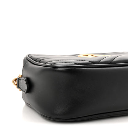 Gucci Calfskin Matelasse Small GG Marmont Chain Shoulder Bag Black 9 of 10