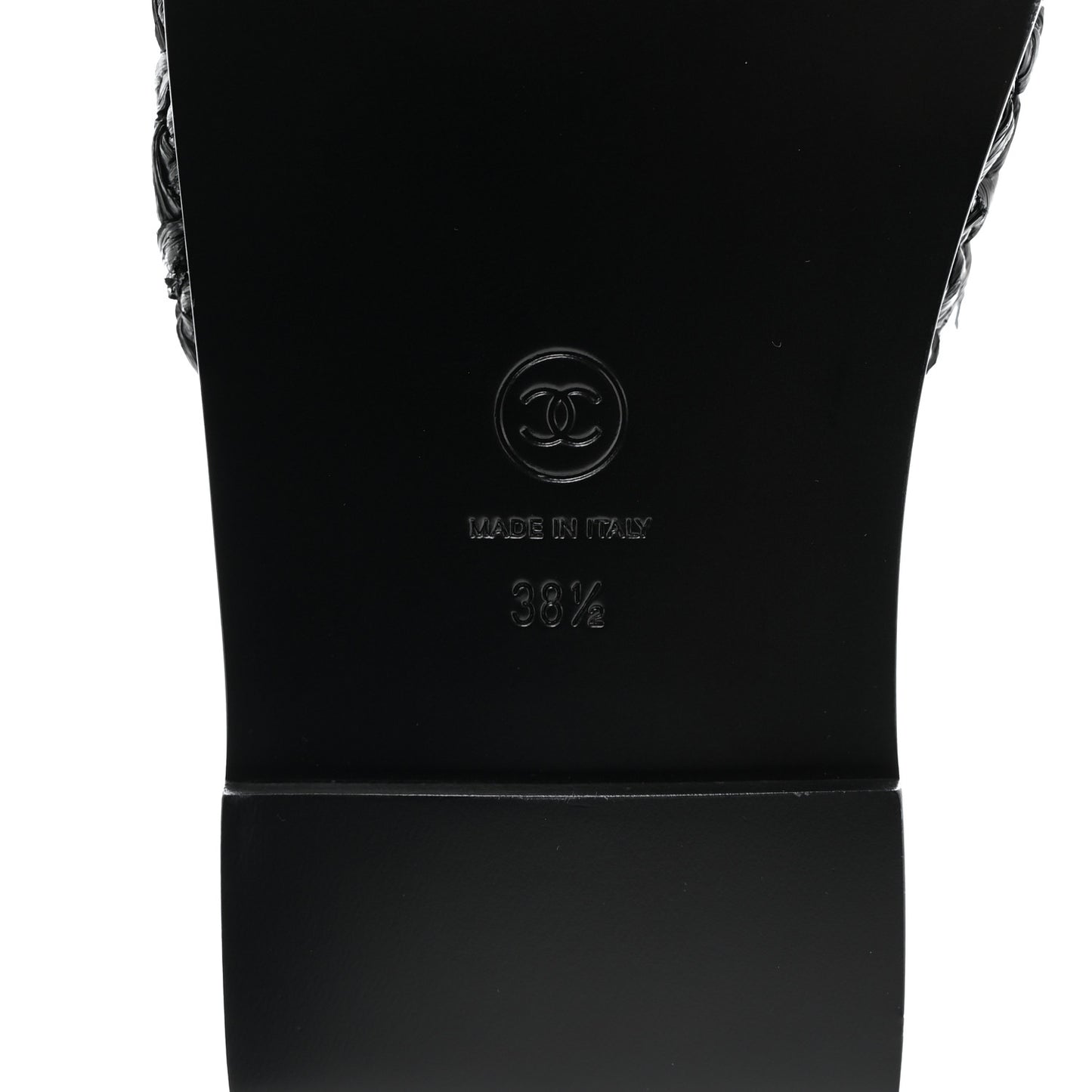 Raffia Crystal CC Mules Sandals 38.5 Black