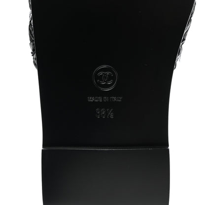 Chanel Raffia Crystal CC Mules Sandals 38.5 Black 8 of 9