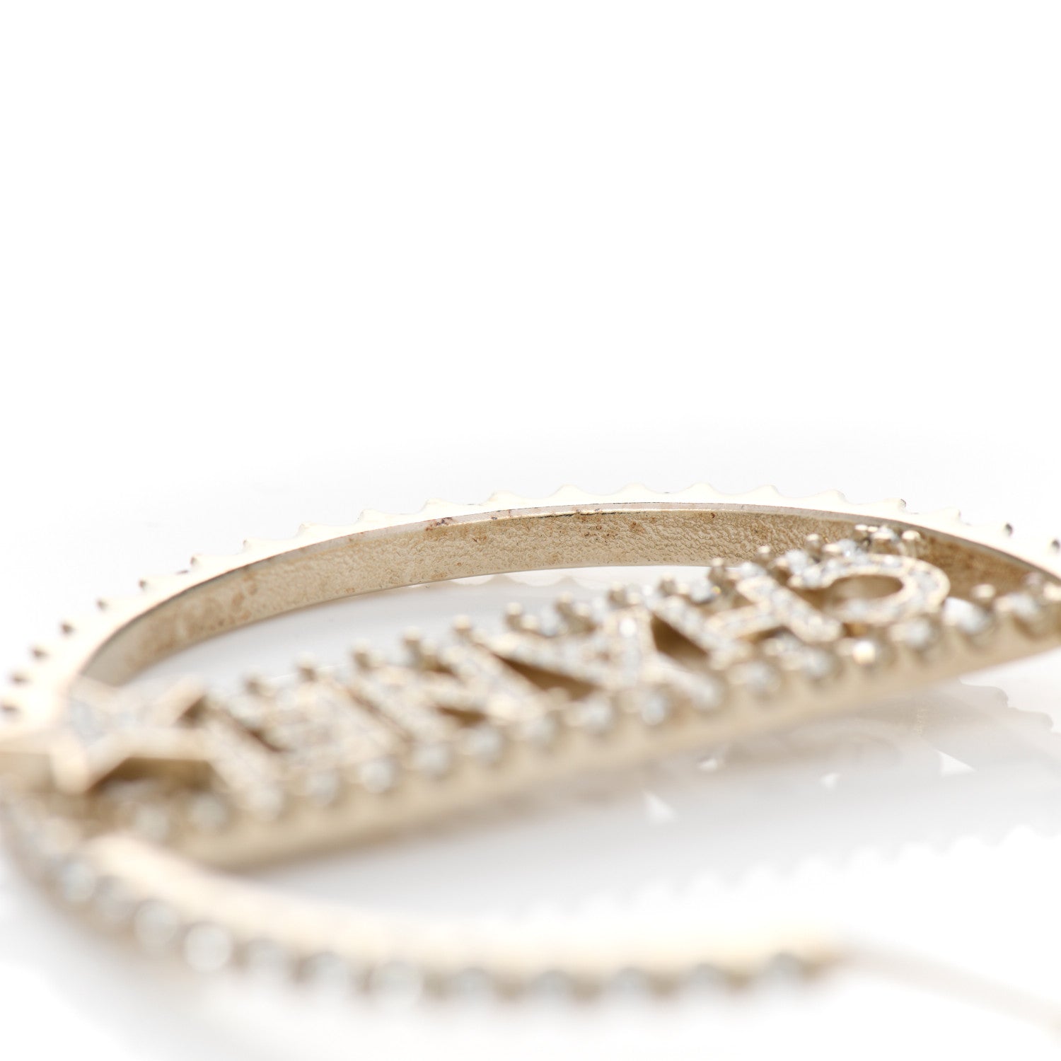 Chanel Crystal Logo Hoop Earrings Gold 6 of 7