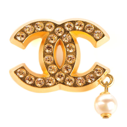 Chanel Crystal Pearl CC Brooch Gold 1 of 3
