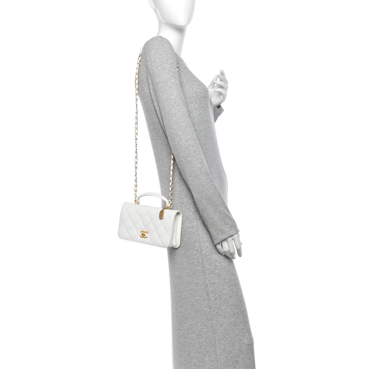 Chanel Caviar Quilted Mini Top Handle Flap White 2 of 10