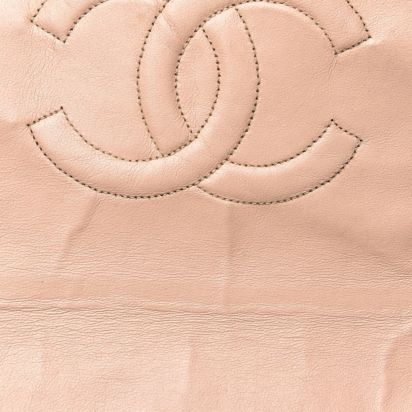 Patent Quilted Jumbo XL Chain Around Flap Beige