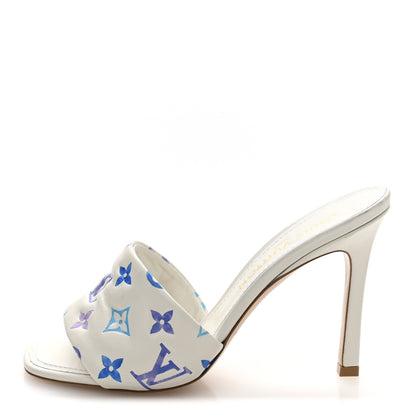 Louis Vuitton Lambskin Embossed Monogram By The Pool Revival High Heel Mules 39 White Blue Purple 1 of 10