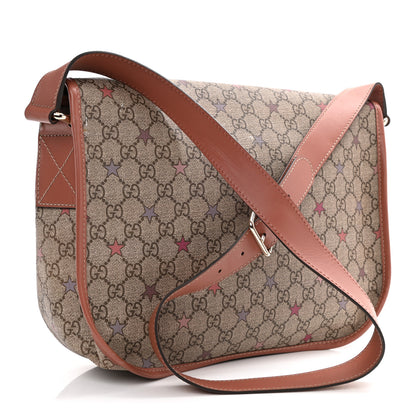 Gucci GG Supreme Monogram Stars Medium Double Buckle Flap Messenger Bag Beige Pink 3 of 16