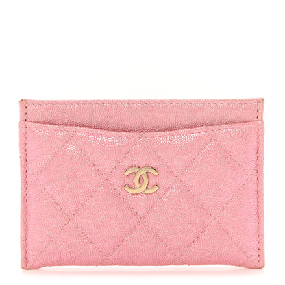 Chanel Iridescent Caviar Quilted Card Holder Pink 1 of 12