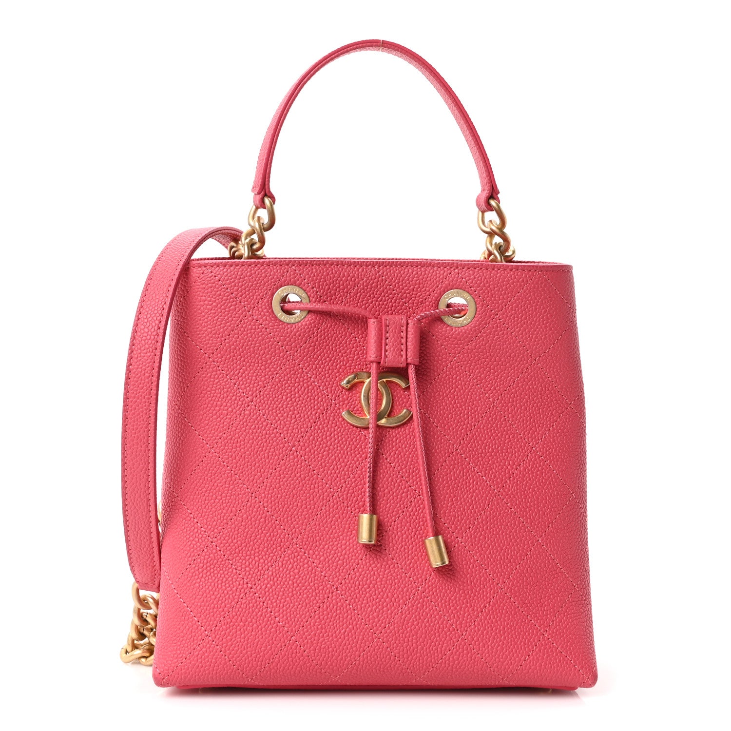 Chanel Caviar Quilted Fashion Therapy Bucket Drawstring Bag Dark Pink 1 of 10