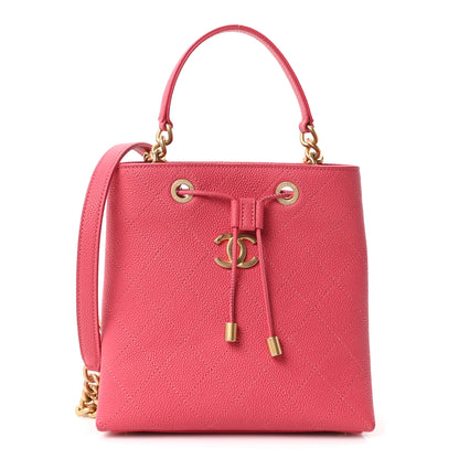 Chanel Caviar Quilted Fashion Therapy Bucket Drawstring Bag Dark Pink 1 of 10
