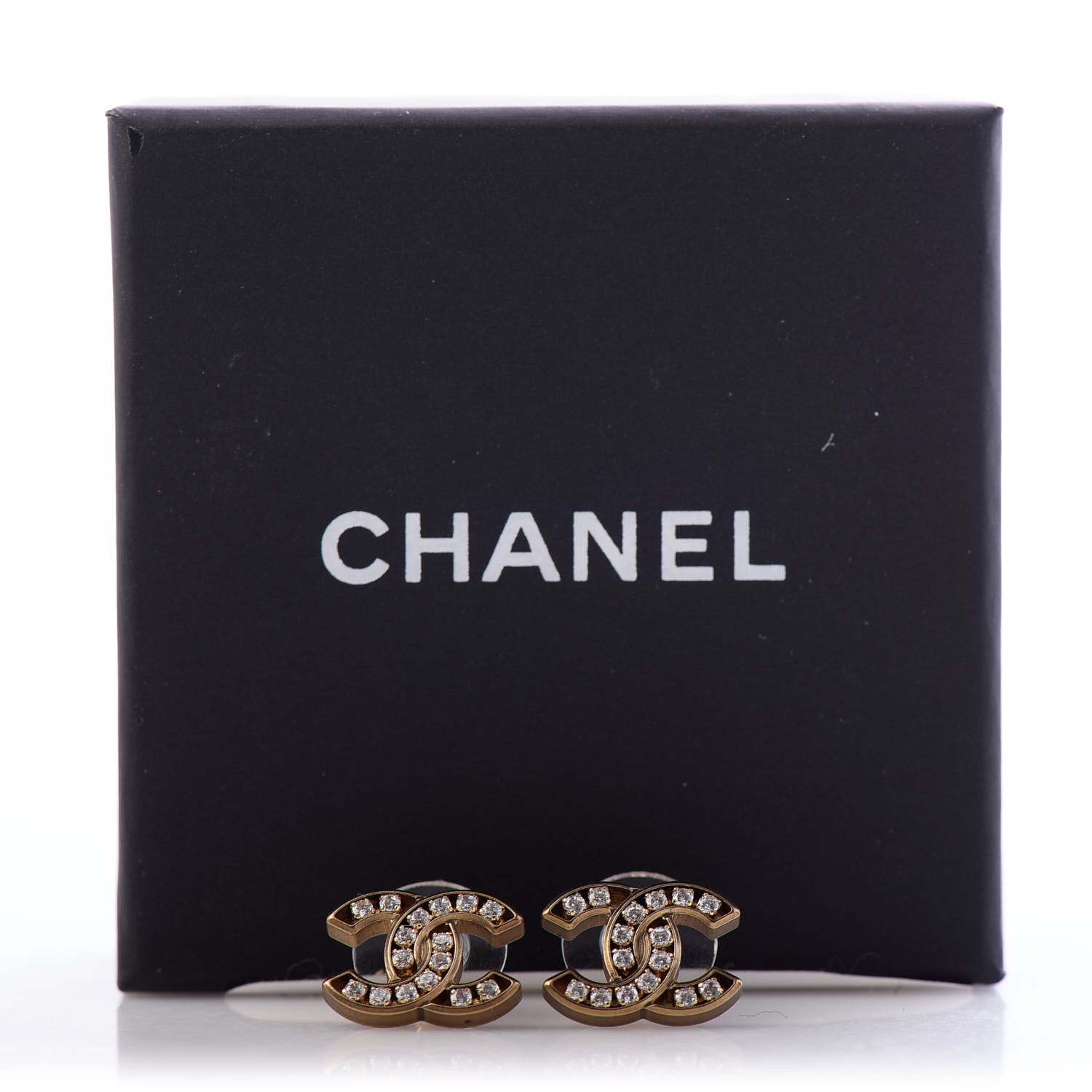Chanel Crystal CC Earrings Gold 5 of 6