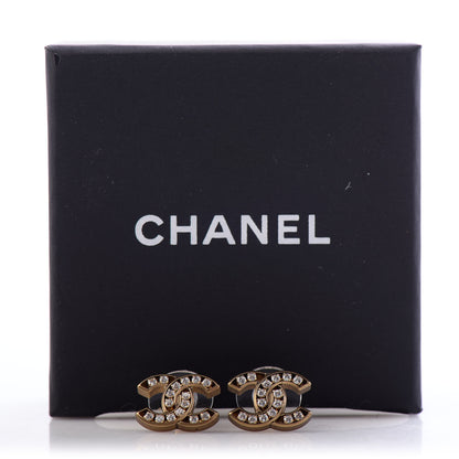 Chanel Crystal CC Earrings Gold 5 of 6