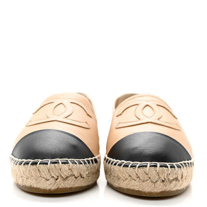 Chanel Lambskin CC Espadrilles 39 Beige Black 2 of 11