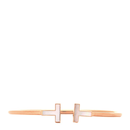 Tiffany 18K Rose Gold Mother of Pearl T Wire Bracelet 1 of 4
